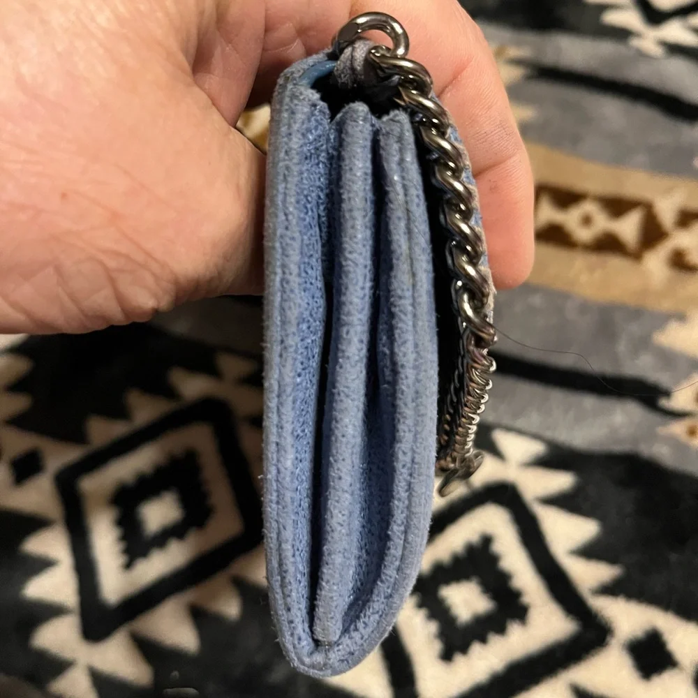 Stella McCartney EUC COA* Falabella Continental Flap Wallet Clutch -Cyan . - Picture 9 of 17